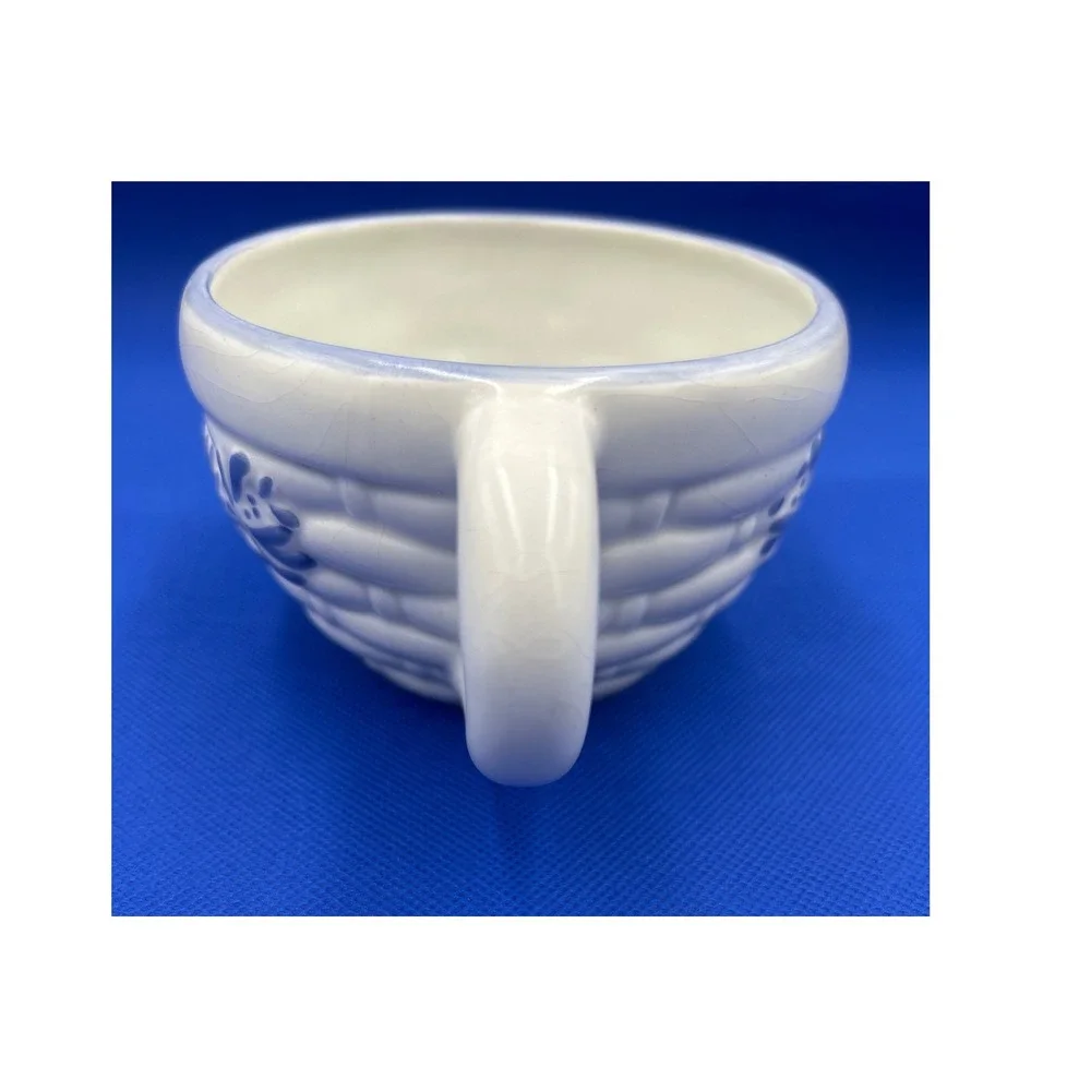 RARE Pfaltzgraff Basketweave Blue Floral Stoneware Cup Mug Vintage USA